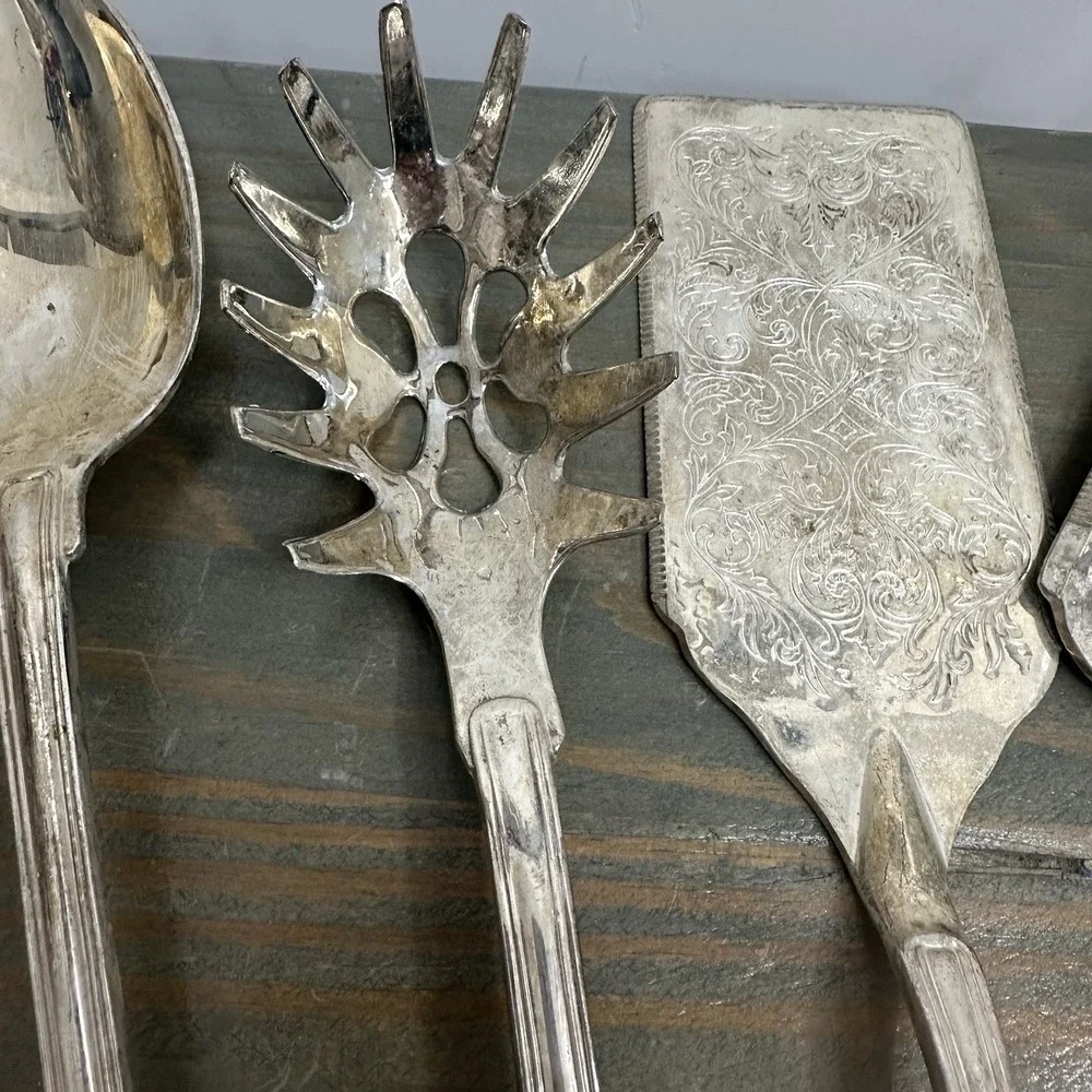 Lot 6 Vintage Silver Plate International Silver Co + Misc Cake Server Spoon Fork